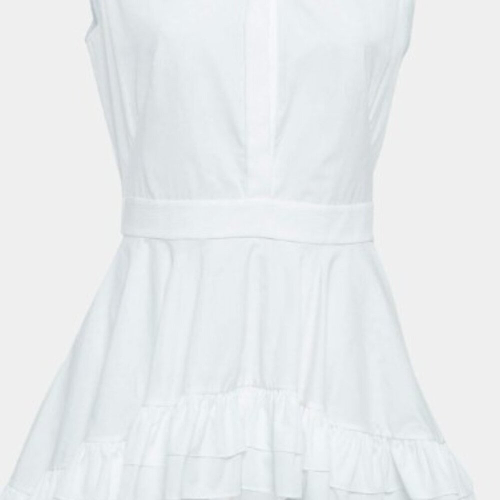 Alexander McQueen Alexander McQueen White Poplin Ruffled High-Low Mini